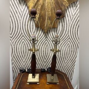 Pair of wood and brass Table Lamps by uttermost